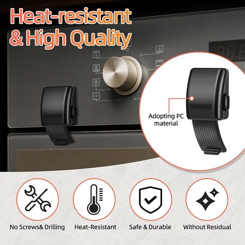 7 Packs Child Safety Heat-Resistant Oven Door Lock and Gas Stove Baby Safety Products Silicone Knob Locks, Child Proof Ove Knob Cover for Baby Pet safety, 3M Adhesive,No Screws or Drill - Black in Saudi Arabia