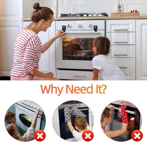 7 Packs Child Safety Heat-Resistant Oven Door Lock and Gas Stove Baby Safety Products Silicone Knob Locks, Child Proof Ove Knob Cover for Baby Pet safety, 3M Adhesive,No Screws or Drill - Black in Saudi Arabia