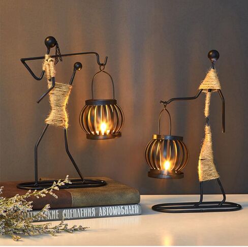 Creative African Tribal Lady Candle Holders Sets of 3,African Women Iron Candlestick Holder for Home/Bar Dinning Table Decor in Saudi Arabia