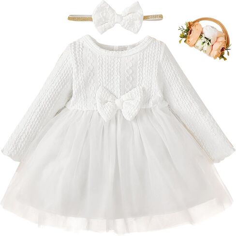 Toddler Baby Girl Dress Infant Girl Clothes Outfits Tulle Dresses Princess Wedding Dress for Baby Girls 3M to 3 Year in Kuwait