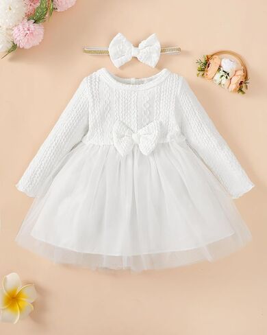 Toddler Baby Girl Dress Infant Girl Clothes Outfits Tulle Dresses Princess Wedding Dress for Baby Girls 3M to 3 Year in Kuwait