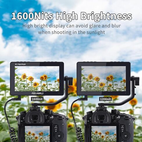 كاميرا FEELWORLD F6 Pro مقاس 5.5 بوصة تعمل باللمس 1600nits، شاشة مراقبة ميدانية لكاميرا DSLR مع 4K HDMI 3D LUT 1920x1080 IPS F970 مجموعة خارجية مثبتة لاستوديو الأفلام (مع بطارية، شاحن، مجموعة أدوات تخزين) in Saudi Arabia