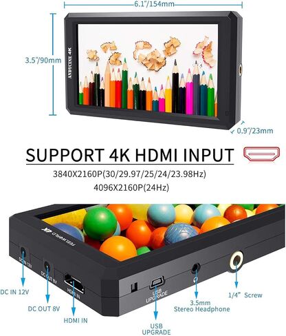 كاميرا FEELWORLD F6 Pro مقاس 5.5 بوصة تعمل باللمس 1600nits، شاشة مراقبة ميدانية لكاميرا DSLR مع 4K HDMI 3D LUT 1920x1080 IPS F970 مجموعة خارجية مثبتة لاستوديو الأفلام (مع بطارية، شاحن، مجموعة أدوات تخزين) in Saudi Arabia