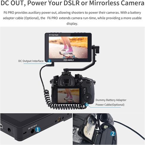 كاميرا FEELWORLD F6 Pro مقاس 5.5 بوصة تعمل باللمس 1600nits، شاشة مراقبة ميدانية لكاميرا DSLR مع 4K HDMI 3D LUT 1920x1080 IPS F970 مجموعة خارجية مثبتة لاستوديو الأفلام (مع بطارية، شاحن، مجموعة أدوات تخزين) in Saudi Arabia
