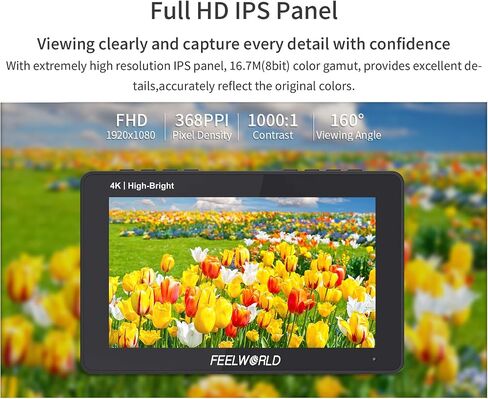 كاميرا FEELWORLD F6 Pro مقاس 5.5 بوصة تعمل باللمس 1600nits، شاشة مراقبة ميدانية لكاميرا DSLR مع 4K HDMI 3D LUT 1920x1080 IPS F970 مجموعة خارجية مثبتة لاستوديو الأفلام (مع بطارية، شاحن، مجموعة أدوات تخزين) in Saudi Arabia