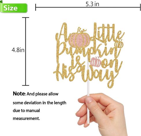 الذهب والوردي الذهب بريق A Little Pumpkin is on His Way Cake Topper، Little Pumpkin Cake Topper، Pumpkin Boy Baby Shower Cake Top، Pumpkin on the Way Baby Shower Party ديكورات in Saudi Arabia