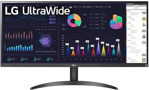 شاشة LG 34 بوصة فائقة الدقة بالكامل (2560 × 1080) IPS، 100 هرتز، وقت استجابة 5 مللي ثانية، VESA DisplayHDR 400، AMD FreeSync، HDMI، DisplayPort، USB-C - 34WQ500 in Saudi Arabia