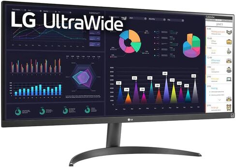 شاشة LG 34 بوصة فائقة الدقة بالكامل (2560 × 1080) IPS، 100 هرتز، وقت استجابة 5 مللي ثانية، VESA DisplayHDR 400، AMD FreeSync، HDMI، DisplayPort، USB-C - 34WQ500 in Saudi Arabia