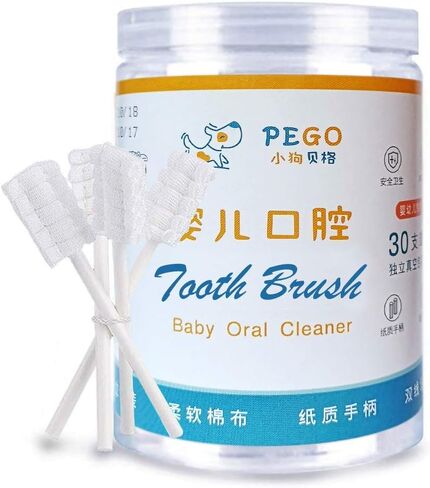 Baby Tongue Cleaner Infant Toothbrush Clean Baby Gums Disposable Tongue Cleaner Gauze Toothbrush Infant Oral Cleaning Stick Dental Care for 0-36 Month Baby… (One Size(30 PCS), White) in Saudi Arabia