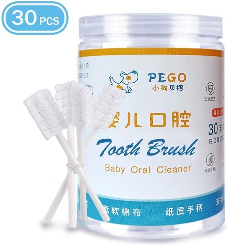 Baby Tongue Cleaner Infant Toothbrush Clean Baby Gums Disposable Tongue Cleaner Gauze Toothbrush Infant Oral Cleaning Stick Dental Care for 0-36 Month Baby… (One Size(30 PCS), White) in Saudi Arabia