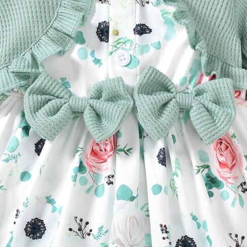 Unutiylo Baby Girl Fall Winter Outfit Dress Floral Print Long Sleeve Romper Clothes with Headband in Kuwait