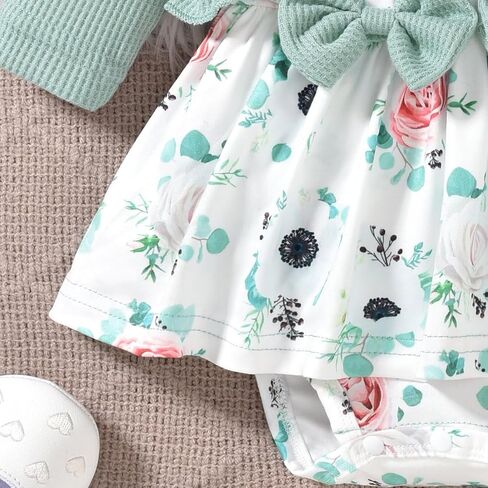 Unutiylo Baby Girl Fall Winter Outfit Dress Floral Print Long Sleeve Romper Clothes with Headband in Kuwait