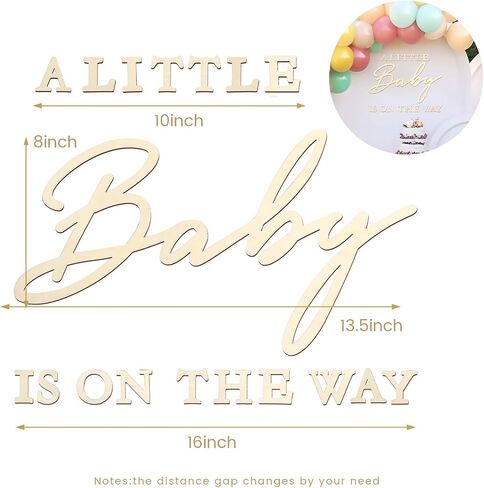 Urwonderbox A Little Baby is On the Way Wooden Sign Perfect Party Banner for Baby Shower Boy/Girl Decorations Gender Reveal Backdrop Party Photography Background (wood) in Saudi Arabia