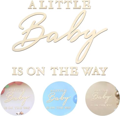Urwonderbox A Little Baby is On the Way Wooden Sign Perfect Party Banner for Baby Shower Boy/Girl Decorations Gender Reveal Backdrop Party Photography Background (wood) in Saudi Arabia