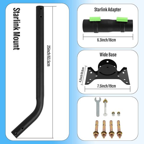 V2 Rectanqular Dish,Gen 3 Mount for Starlink, 25 Inch Wall Mount/Roof Mount Compatible, Adjustable Mounting Kit for Starlink Internet Kit Satellite in Kuwait