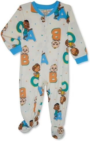 بيجامة CoComelon للأطفال الصغار للجنسين قطعة واحدة بسحاب للقدم (مقاس 5T) باللون الأبيض in Kuwait