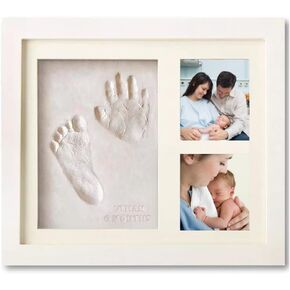 3D Baby Handprint and Footprint Photo Frame | Fingerprint Picture Frame, White | Baby Keepsake Box | Baby Hand and Footprint Kit | Baby Impression Kit