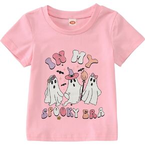 Toddler Baby Girls Halloween Shirts in My Spooky Era T-Shirt Ghost Prints Tops Cute Short Sleeve Tees Clothes