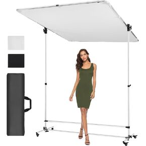 Photography Light Diffuser 79x59inch with Translucent, High-grade black cloth, 360° Rotatable Frame and 7-10 Feet Height Adjustable Support Stand with four Casters for Photo Video Shooting