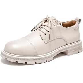 BEAU TODAY Womens Oxford Shoes Platform Classic Cowhide Non Slip Dress Shoes Chunky Comfortable Business Shoes for Work Casual Office