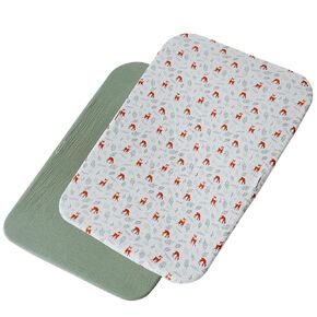 Muslin Changing Pad Cover 2-Pack - Soft Baby Diaper Changing Pad Covers - Woodland and Sage Green Changing Table Pad Cover for Baby Boy and Girl - Fitted and Stretchy to Fit Most Pads