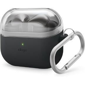elago Compatible with Samsung Galaxy Buds 3 Case & Galaxy Buds 3 Pro Case, Duo Case with Carabiner, Premium Silicone + TPU Cover, Wireless Charging, Headphone Accessories, for Men, for Women (Black)