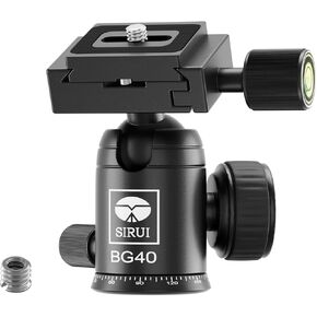 SIRUI Tripod Ball Head, Professional Metal 360° Rotating Panoramic Ball Head with Quick Release Plate, Load up to 22lbs/10kg for 1/4" Tripod, Monopod, Slider, DSLR Camera（BG40）