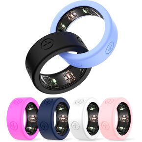 6 Colorful Pack Silicone Ring Case for Oura Ring Protector, Decorative Smart Rings Design Elastic Cover for Oura Ring Gen 3 Men and Women Working Out Accessories (Size 6/7/8/9/10/11/12/13)