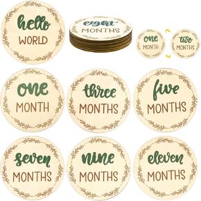 7pcs Wooden Baby Monthly Milestone Cards, Baby Months Signs Double-Sided Baby Growth Signs Monthly Discs Monthly Photo Props Monthly Markers For Baby Practical Supplies To Record Growth