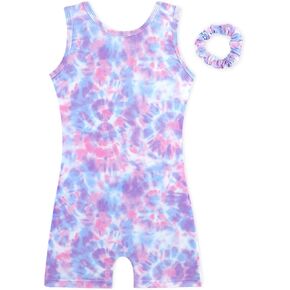 HOZIY Gymnastics Leotards for Girls with Shorts Biketards Dance Tumbling Outfits Matching Scrunchies 1-10 Years Old
