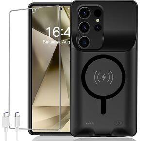 Battery Case for Galaxy S24 Ultra,Upgraded 12000mAh Rechargeable Portable Extended Battery Pack Supported Qi Wireless Charging Case Compatible with Galaxy S24 Ultra(6.8 inches) Charging Case-Black
