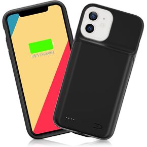 Gladgogo Battery Case for iPhone 12 Mini, 6000mAh Portable Protective Charging Case for iPhone 12 Mini, Rechargeable Extended Smart Charger Case for iPhone 12 Mini, 5.4 inch, Black