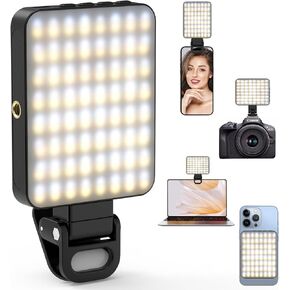Selfie Light, Phone Light, 128 LED Camera Light 3 Light Modes 10 Level Magnetic Clip Light, Fashionable Portable Phone Light for Laptop, Camera YouTube, Video Conference, Live Streaming, TikTok, Vlog