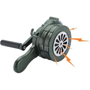 MAOPINER Handheld Air Raid Siren, 110db Hand Loud Crank Operated Air Raid Siren Home Self Protection Security Alarm Siren Aluminum Alloy Crank, Hand Crank Siren