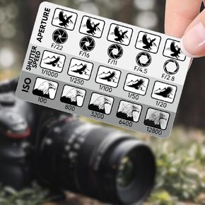 Photographer's Cheat Card (Aperture, Shutter Speed and ISO) - Manual Photography Cheat Sheet for Nikon, Canon and Sony Camera.