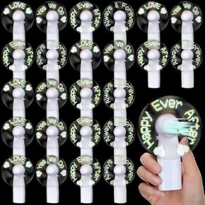 VIHOSE 24 جهاز كمبيوتر شخصي صغير الزفاف المحمولة مروحة السائبة قوية المحمولة مروحة الحب LED مروحة وصيفه الشرف الهدايا الكهربائية الشخصية تضيء مروحة اليد للضيوف الزفاف دش هدايا الزفاف، البطارية لا تشمل in Kuwait