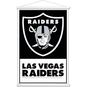 Trends International NFL Las Vegas Raiders - Logo 21 Wall Poster, 22.37" x 34.00", Print and Black Hanger Bundle