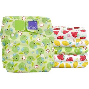 Bambino Mio, Miosolo Classic Reusable Cloth Diapers Set, Adjustable Size, White, Pack of 6