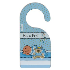 Celebrating Baby Arrival! "It's a Boy" Door Hanger with Name Space - Ideal for Hospital Door, Crib, and Baby Room, Acrylic, Double-Sided Print (Tan Baby Boy)