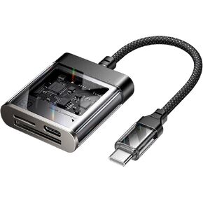 3-in-1 USB C SD Card Reader, JSAUX USB 3.0 Micro SD Memory Card Reader 2TB with Type-C Charging Port, Compatible with iPhone 16/16 Plus/16 Pro/16 Pro Max, Android, MacBook Pro/Air, Galaxy, iPad Pro