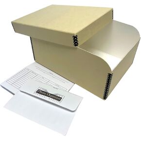 Lineco 4x6 Photo Storage Box, with 12 Acid-Free Envelopes, Holds Up to 1000 3.5" x 5", or 4" x 6" Photos, Metal Edge Archival Storage Box for Photos Stickers Stamps Seeds, 5.5x7.5x11. Black, 2 Pack