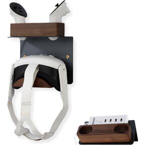 VR Wall Mount Holder Charging Dock for Meta/Oculus Quest 3, Quest 2, VR Headset Charging Stand Storage Hanger Shelf with Charger Station for Quest Pro, Rift-s, Vive Display Accessories