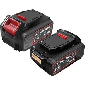6Ah 20 Vlot Lithium Ion Battery Replacement for Dewalt DCB200 DCB107 ect. Chargers and DCD DCF DCG DCS Series Cordless Power Tools (2 -Pack)