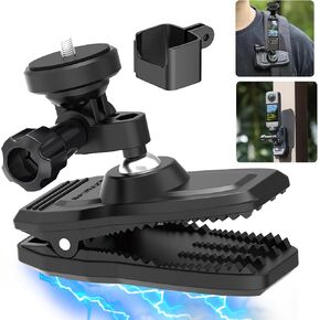 حامل حزام كتف OSMO Pocket 3 مغناطيسي مزود بمشبك يدور 360 درجة متوافق مع DJI OSMO Pocket 3 ملحقات/GoPro Hero 12/11/10/9/8/7/6/5/Insta 360 X4 X3 X2 X ONE RS R GO3