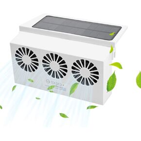 Car Exhaust Fan Solar Power Car Window Exhaust Fan Auto Ventilation Fan Car Radiator Cooling Fan with Three Air Outlet Car Vent Cooler Solar Vent Fan for Car(Black)