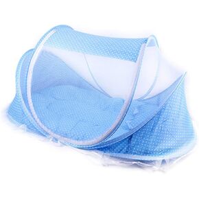 Portable Foldable Baby Bed Net Polyester Newborn Sleep Bed Travel Bed, Fabric for Easy (Sky-Blue,Green)