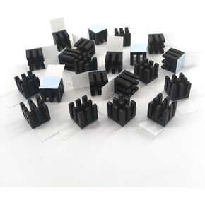 Easycargo 20pcs 10mm Heatsink Kit + pre applied 3M 8810 thermal conductive adhesive tape, cooler aluminum heat sink set for cooling GPU IC Chips VRAM VGA RAM (20pcs 10x10x10mm Black)