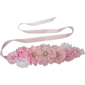 Pink Flower Maternity Sash Belt for Baby Shower Pregnancy Sash Maternity Sash Belt with Flowers