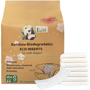 LVBB Disposable Diaper Inserts for Cloth Diapers, Disposable Diapers Pads Overnight, Super Soft and Absorbent Diaper Booster Pads for Babies and Children,Nature, 36 Count (Pack of 2)