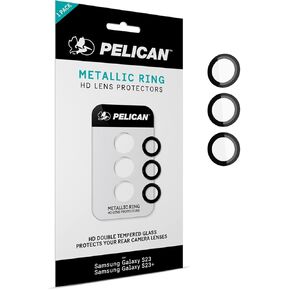 Pelican Samsung Galaxy S23 Plus/Samsung Galaxy S23 Camera Lens Protector w/ Metal Rings - 9H Tempered Glass - Durable Anti-Scratch, Anti-Shatter - HD View w/ Night Shoot & Case Friendly, Easy Install